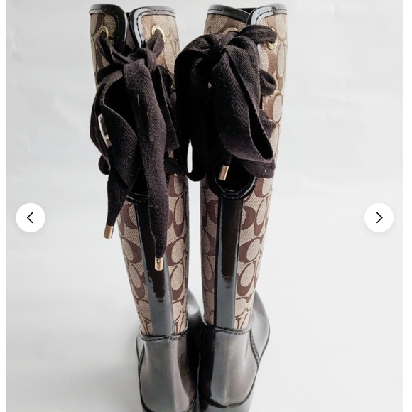 Coach Tristee Signature Logo Lace-Up Rain Boots Size 8 Excellent Condition. - Picture 12 of 13